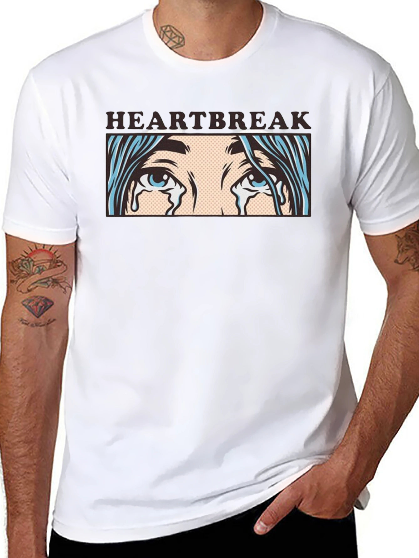 Black Heartbreak Graphic T-Shirt - Unisex Black Tee view 8