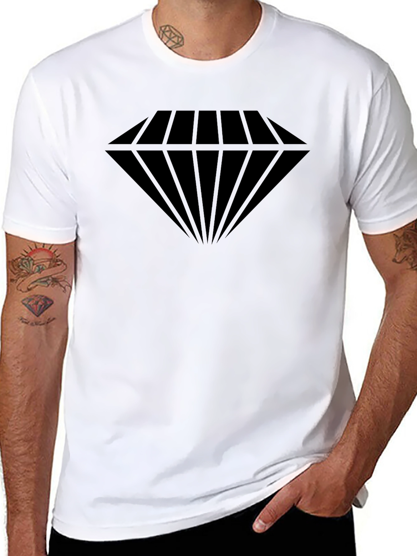 Black Diamond Graphic Tee - Black Cotton Blend Casual Wear view 8