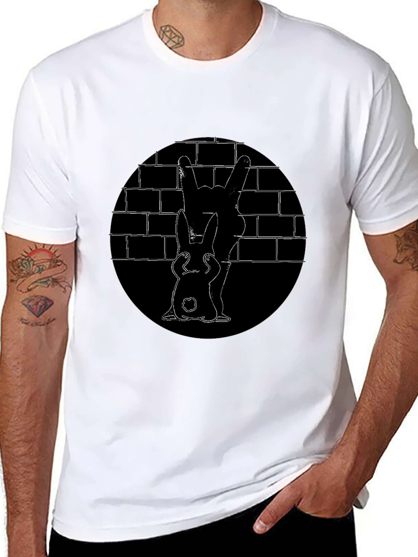 Black Black Bunny Brick Wall Graphic Tee view 8