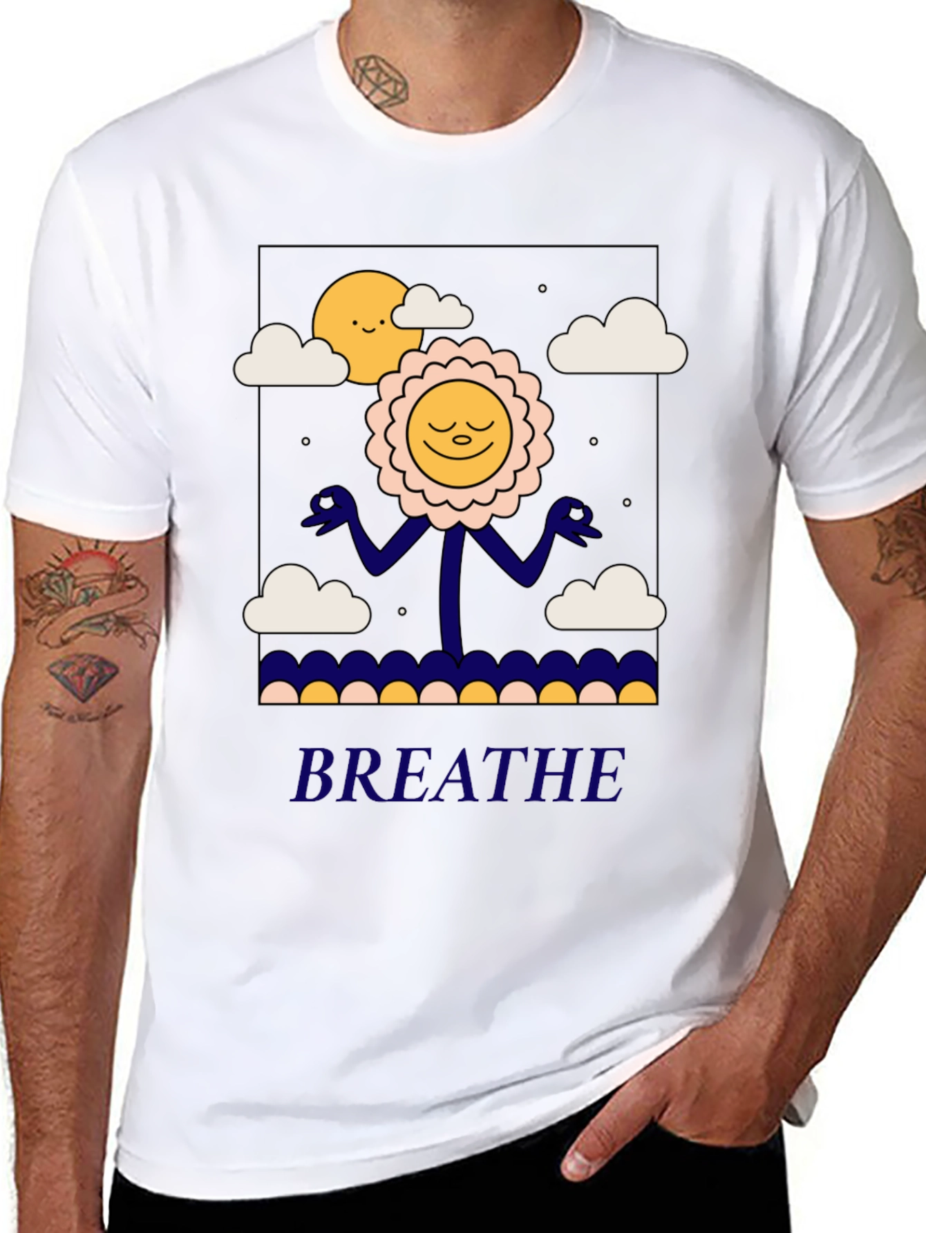 Black Breathe Easy Graphic Tee - Relaxed Fit, Cotton Blend view 8