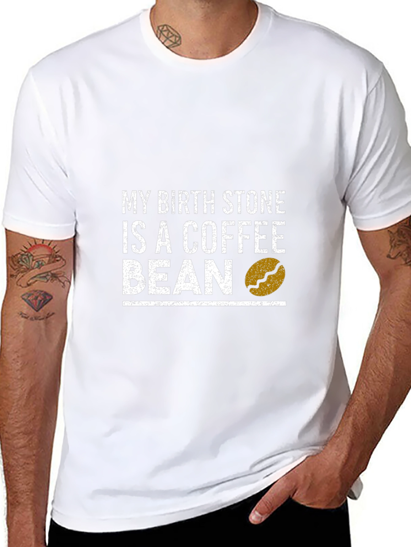 Black Coffee Bean Birthstone Graphic Tee - Unisex Cotton T-Shirt view 8
