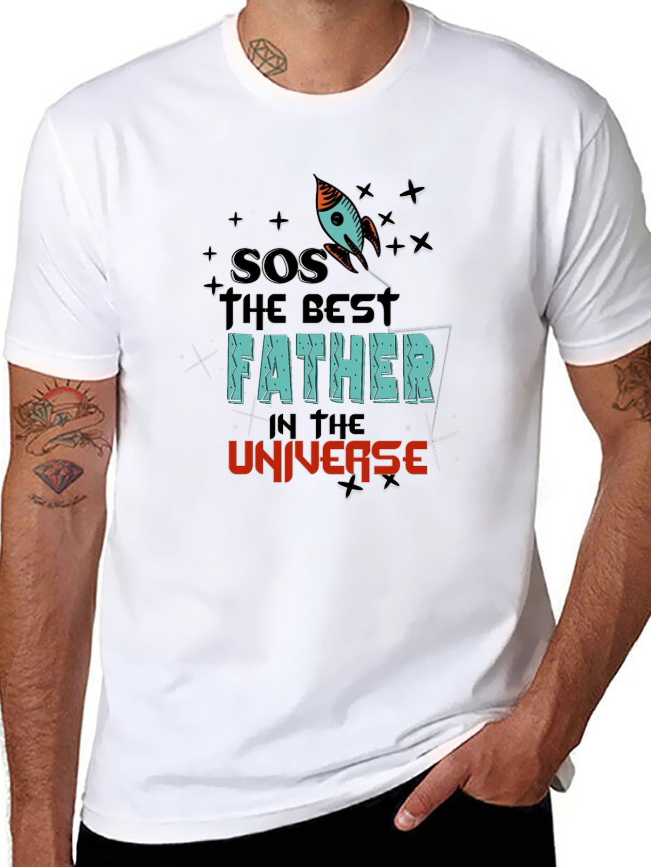 Black Best Father in the Universe Graphic Tee view 8