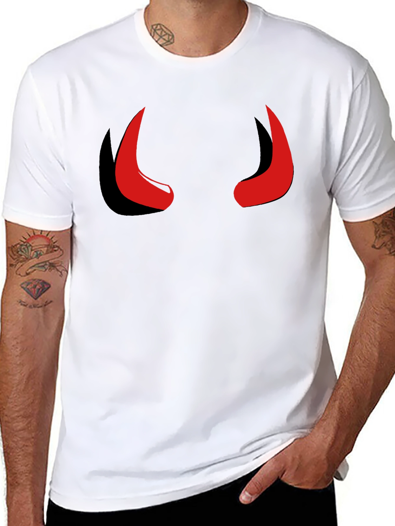 Black Devil Horns Graphic Tee - Mens Black Short Sleeve Shirt view 8