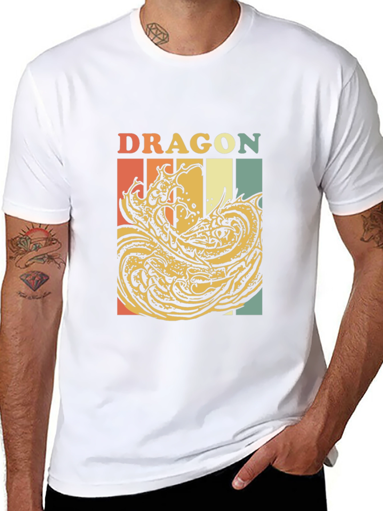 Black Retro Dragon Graphic T-Shirt - Vintage Style Tee view 8