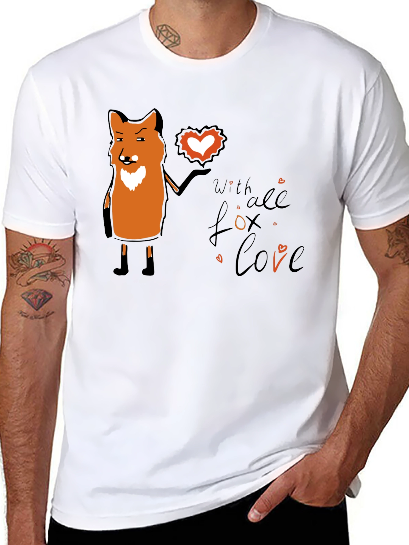 Black Fox With All My Love Black T-Shirt view 8
