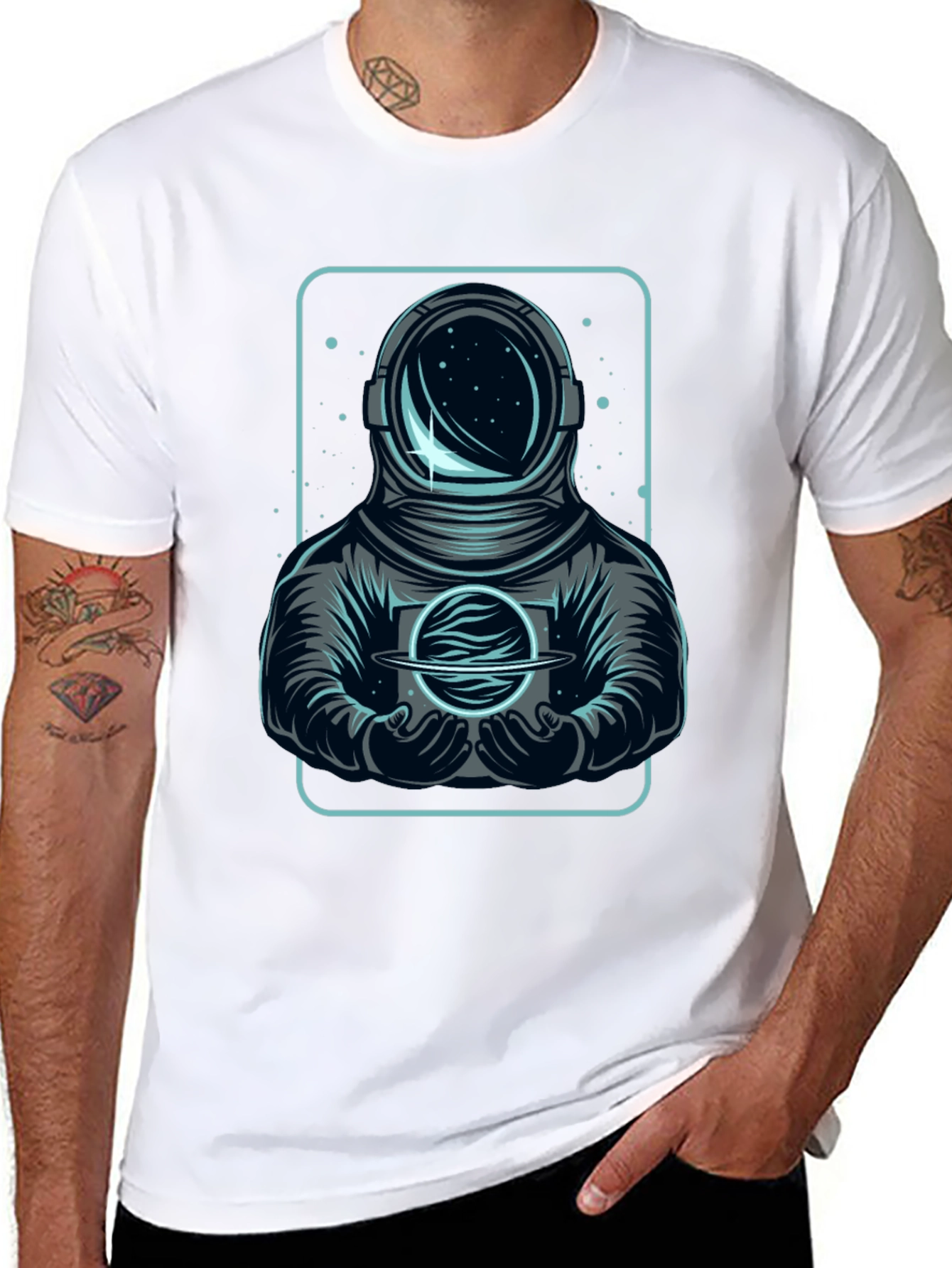 Black Astronaut Graphic T-Shirt - Space Explorer Design view 8