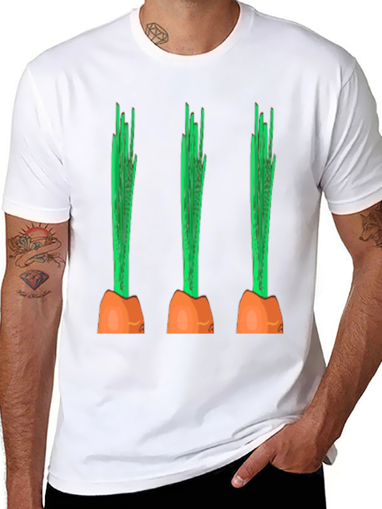 Black Funny Carrot Graphic Tee - Black Cotton Casual Shirt view 8