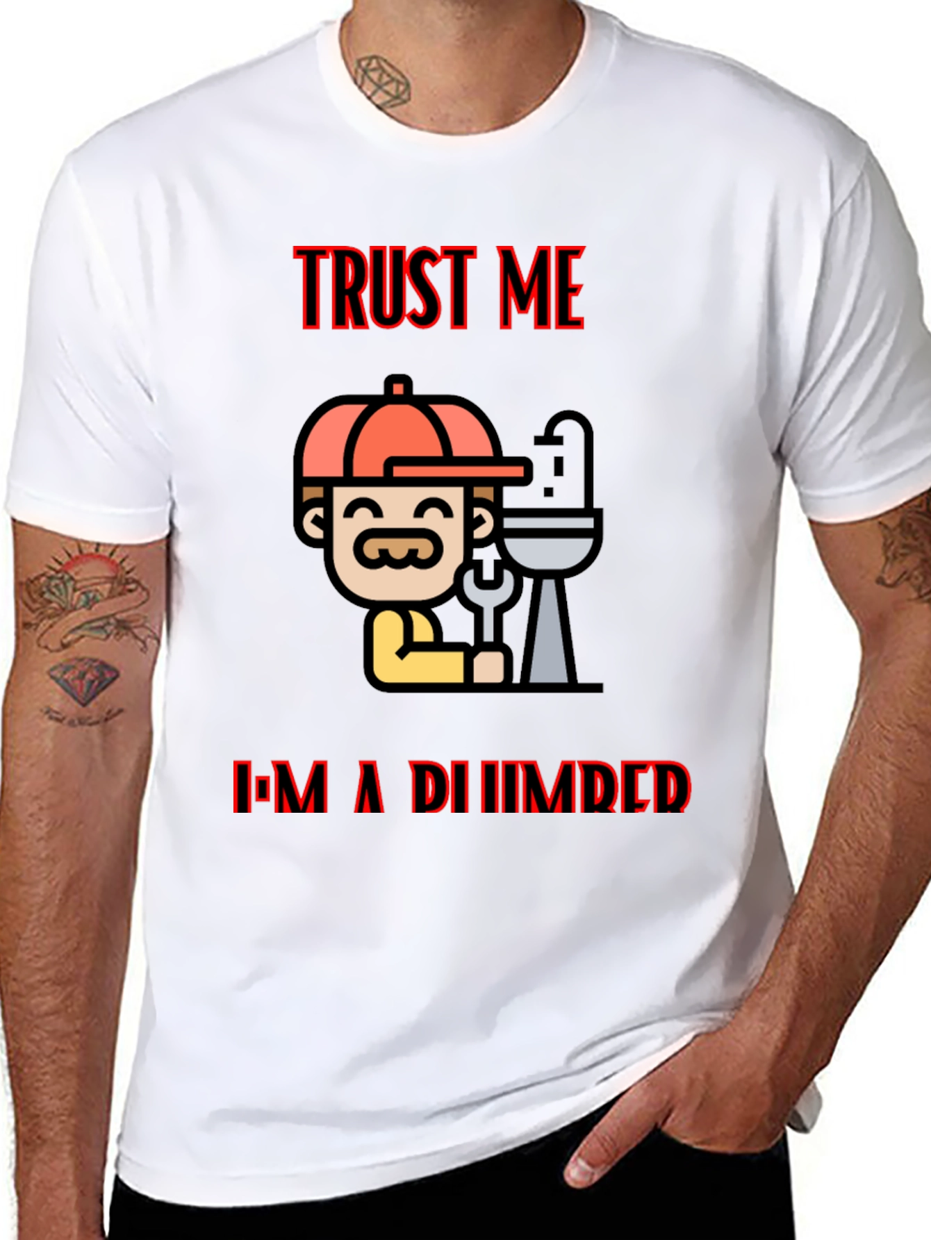Black Trust Me I'm A Plumber Black T-Shirt view 8