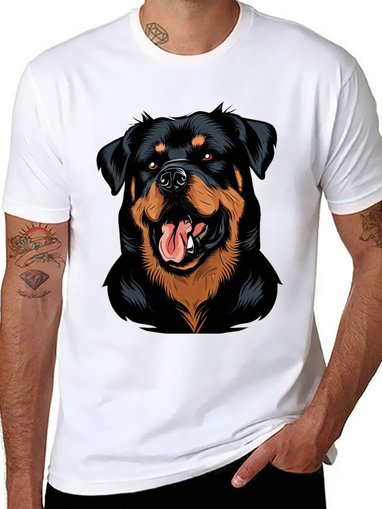 Black Rottweiler Graphic Tee - Black view 8