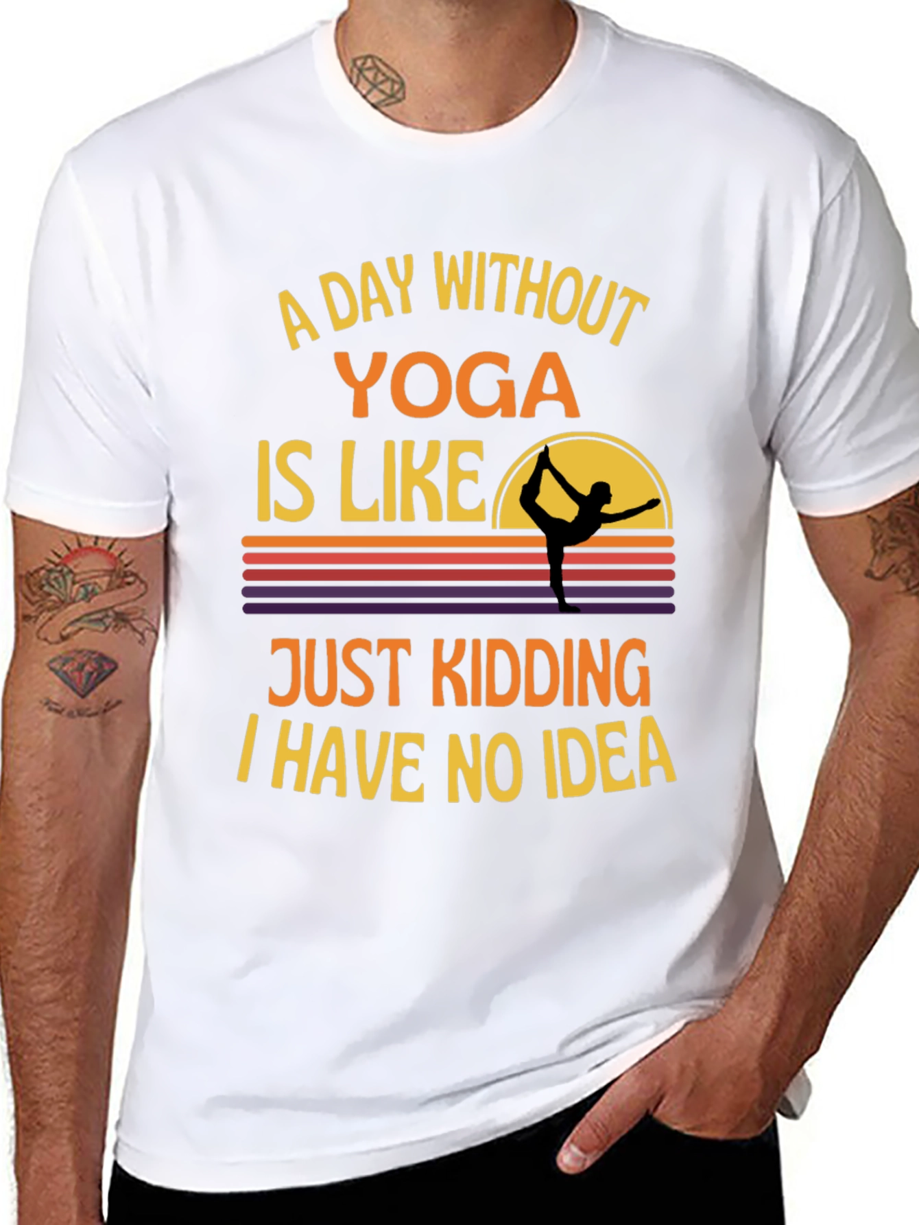 Black Yoga Humor Graphic Tee - A Day Without Yoga T-Shirt view 8