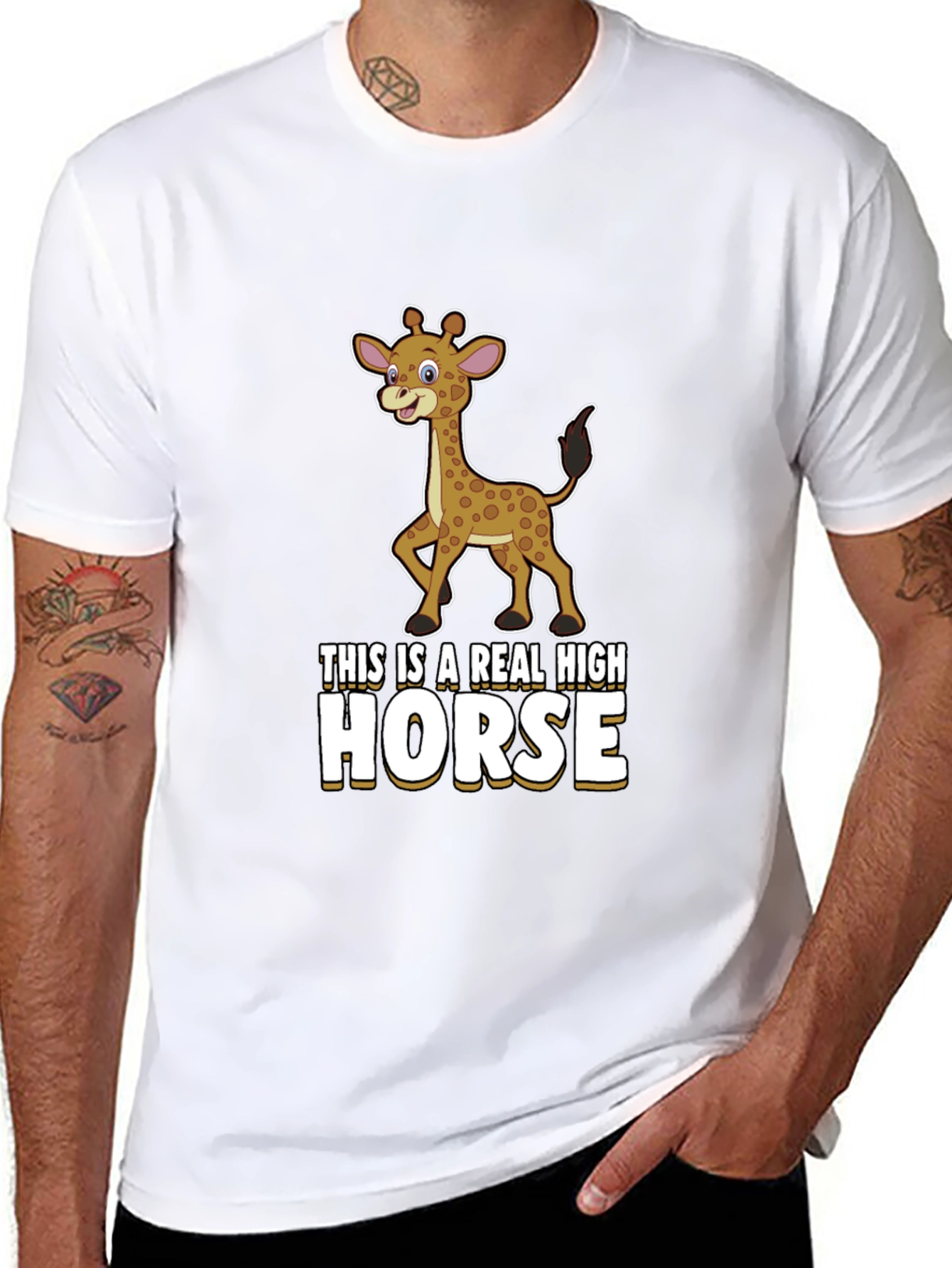 Black Real High Horse Giraffe Graphic T-Shirt view 8