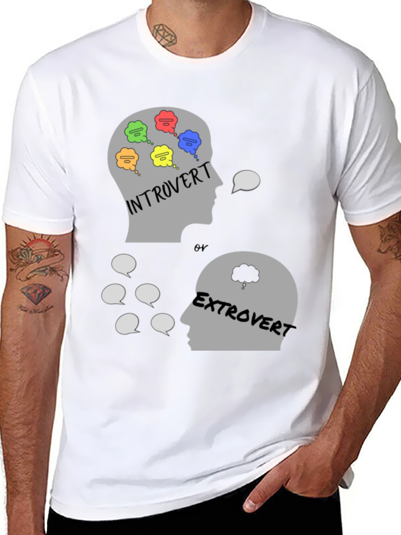 Black Introvert vs. Extrovert Graphic Tee view 8