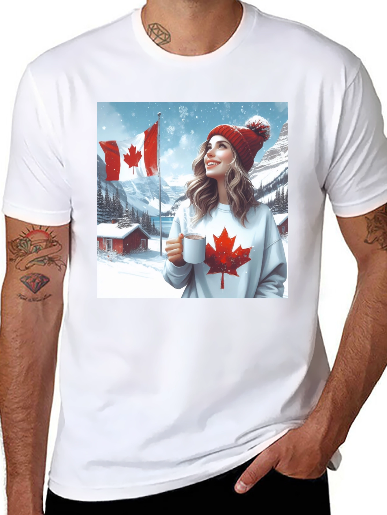 Black Cozy Canadian Winter T-Shirt view 8