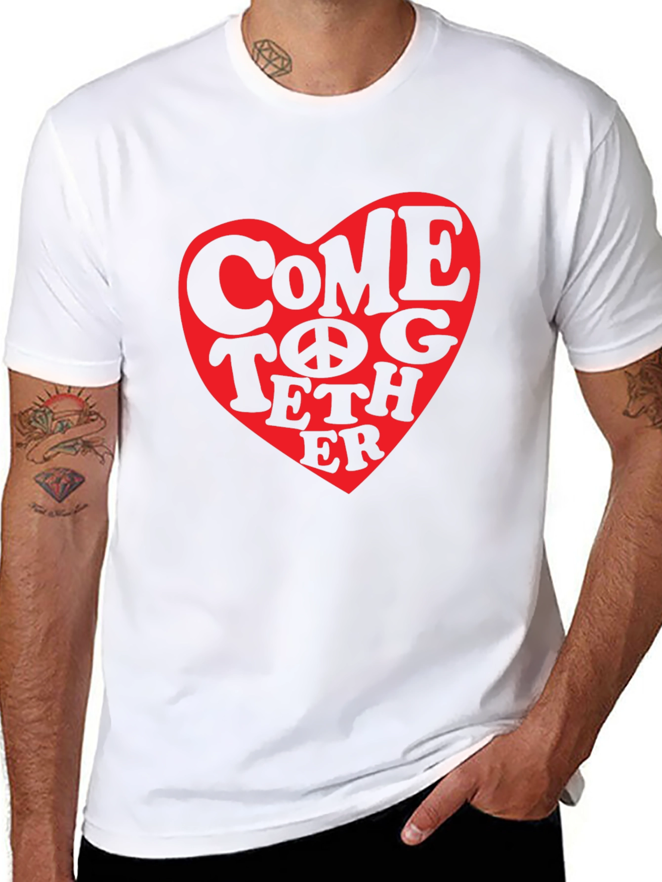 Black Come Together Heart Graphic T-Shirt view 8