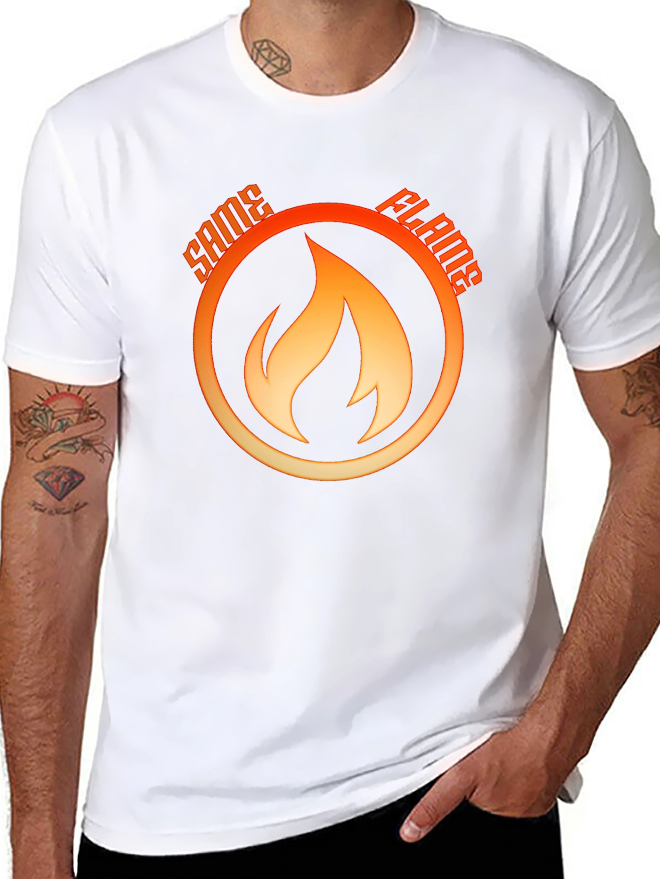 Black Same Flame T-Shirt - Bold Graphic Tee view 8