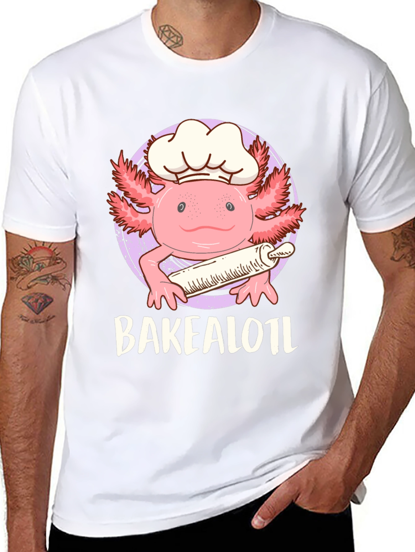 Black Bakealotl Axolotl Chef T-Shirt - Cute Baking Tee view 8