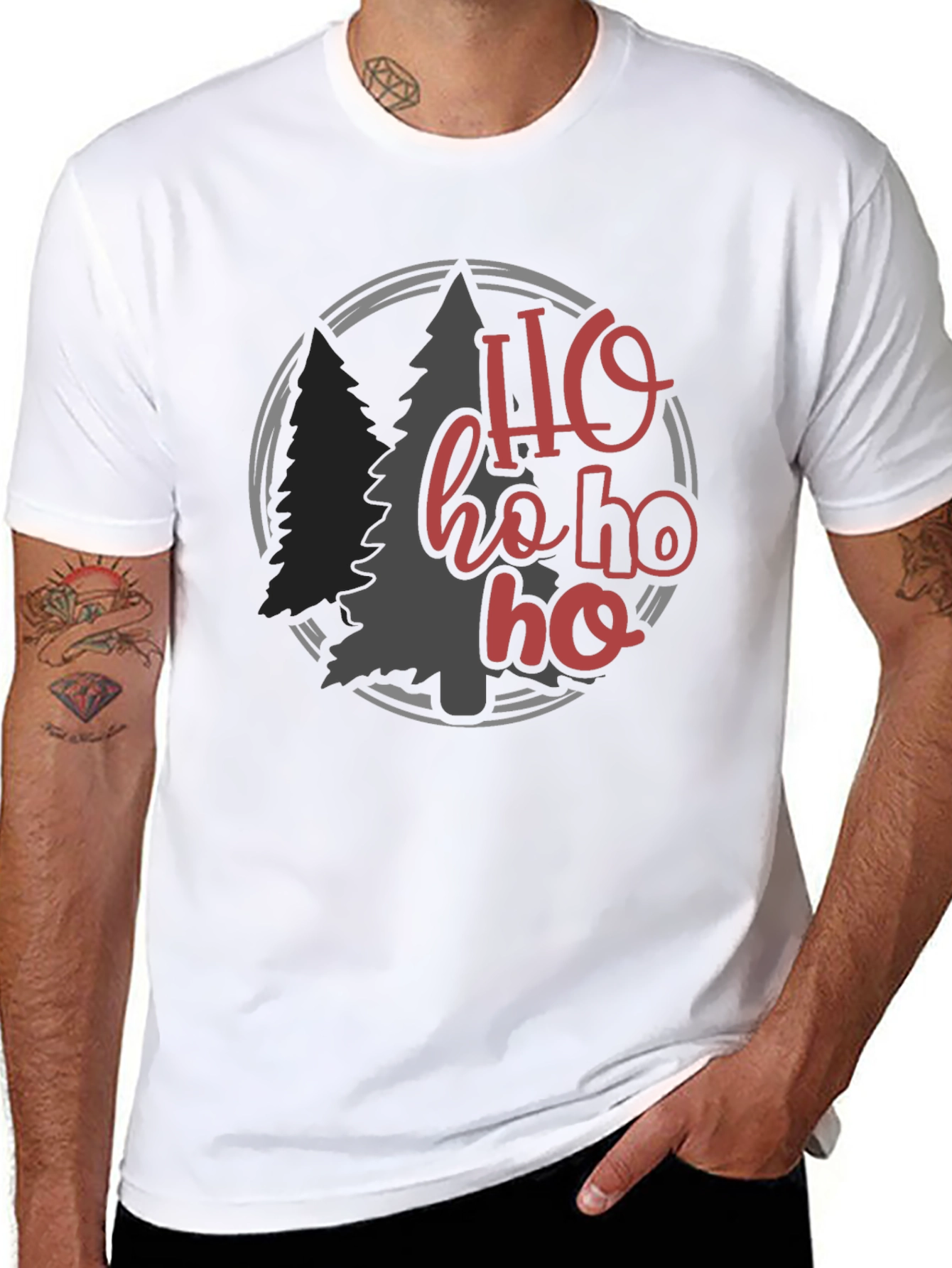 Black Holiday Ho Ho Ho Christmas Tee view 8