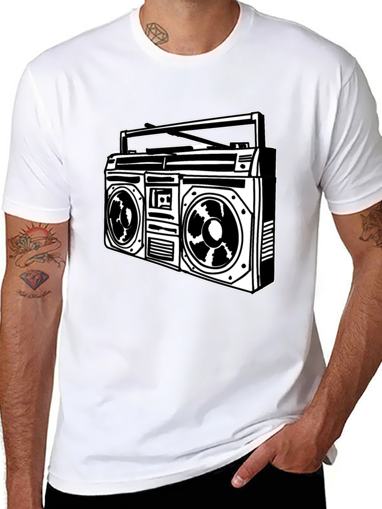Black Retro Boombox Graphic Tee - Classic Black view 8