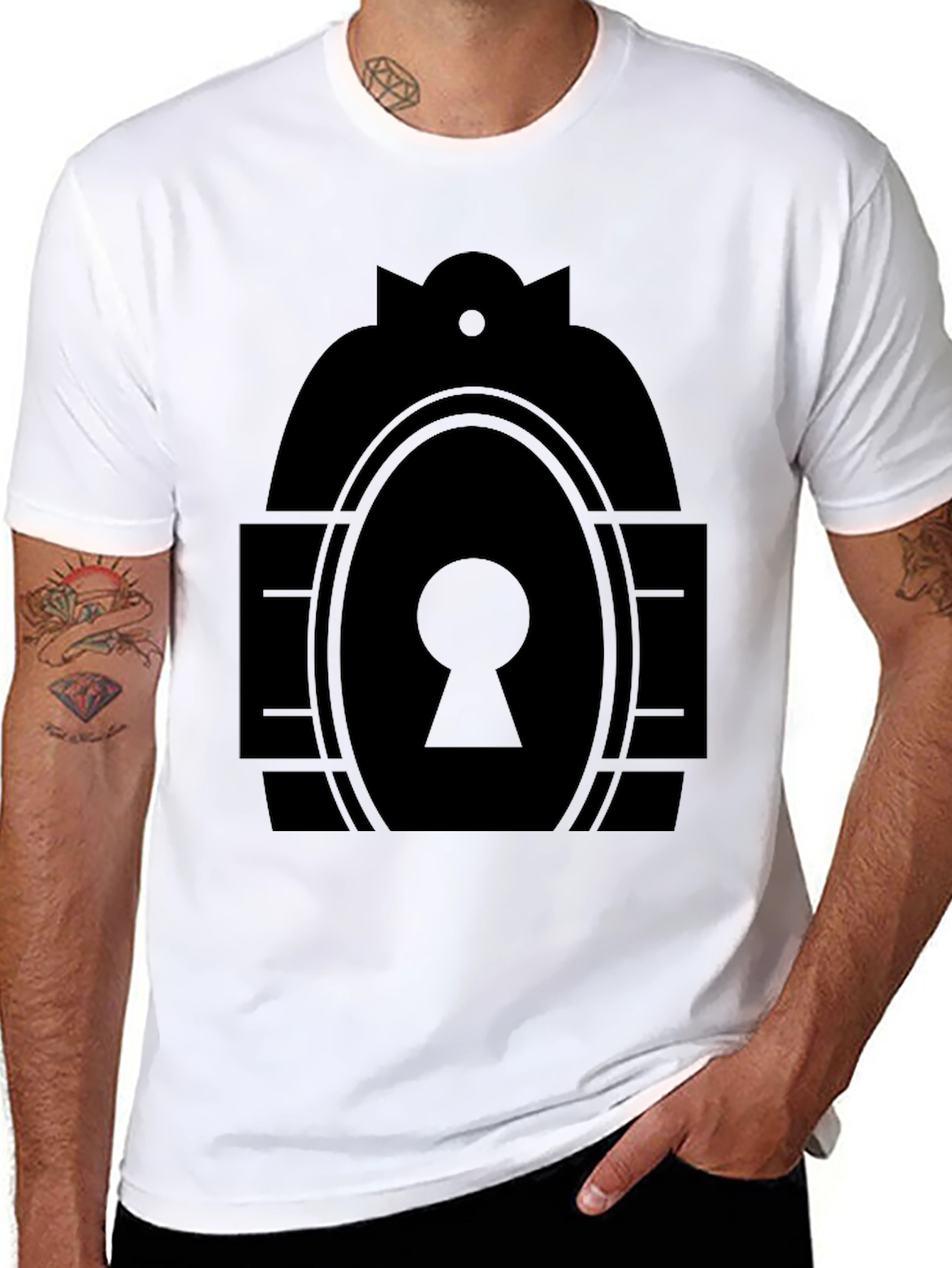 Black Keyhole Graphic Tee - Modern Minimalist Design view 8