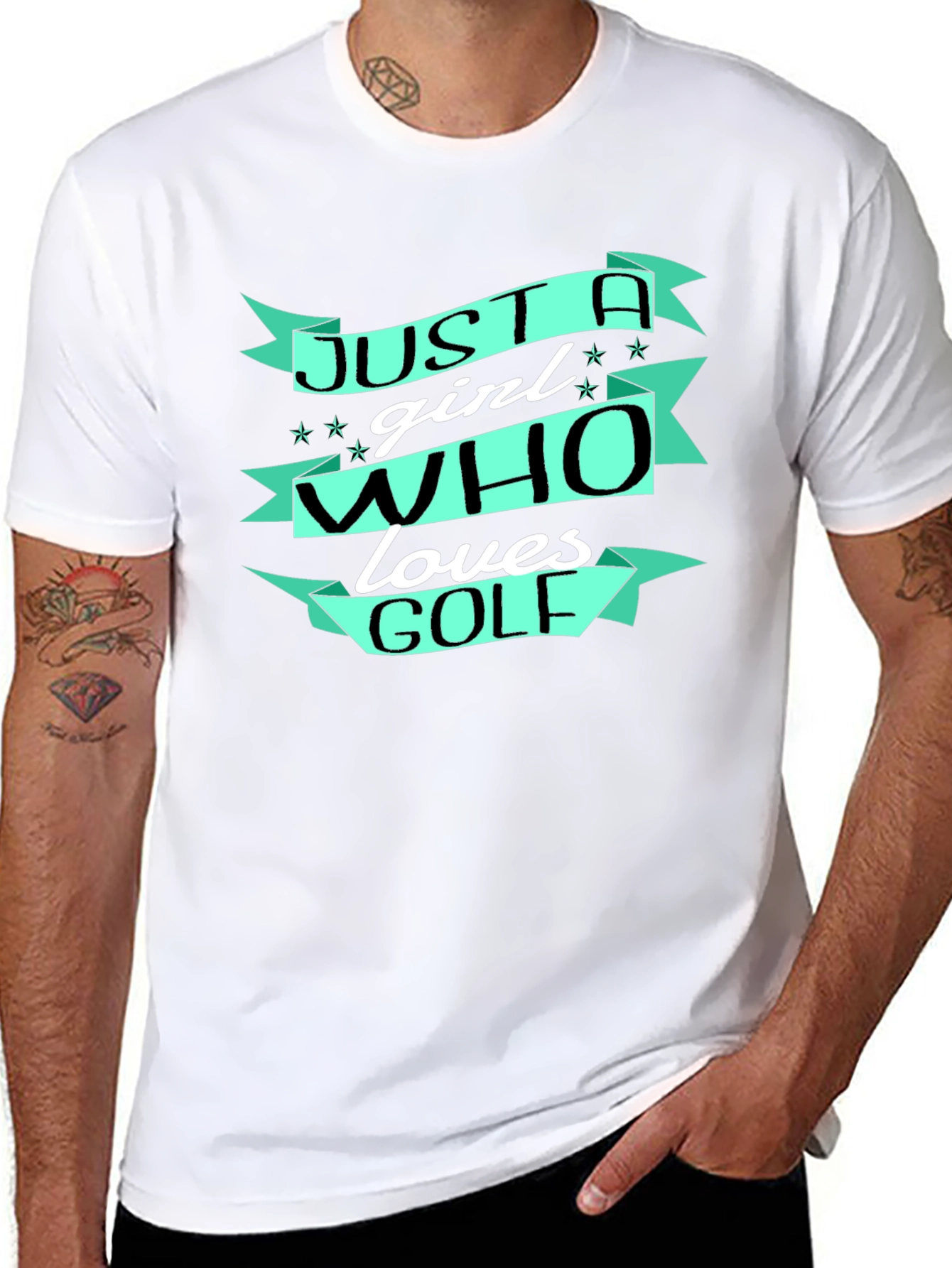Black Just A Girl Who Loves Golf T-Shirt view 8
