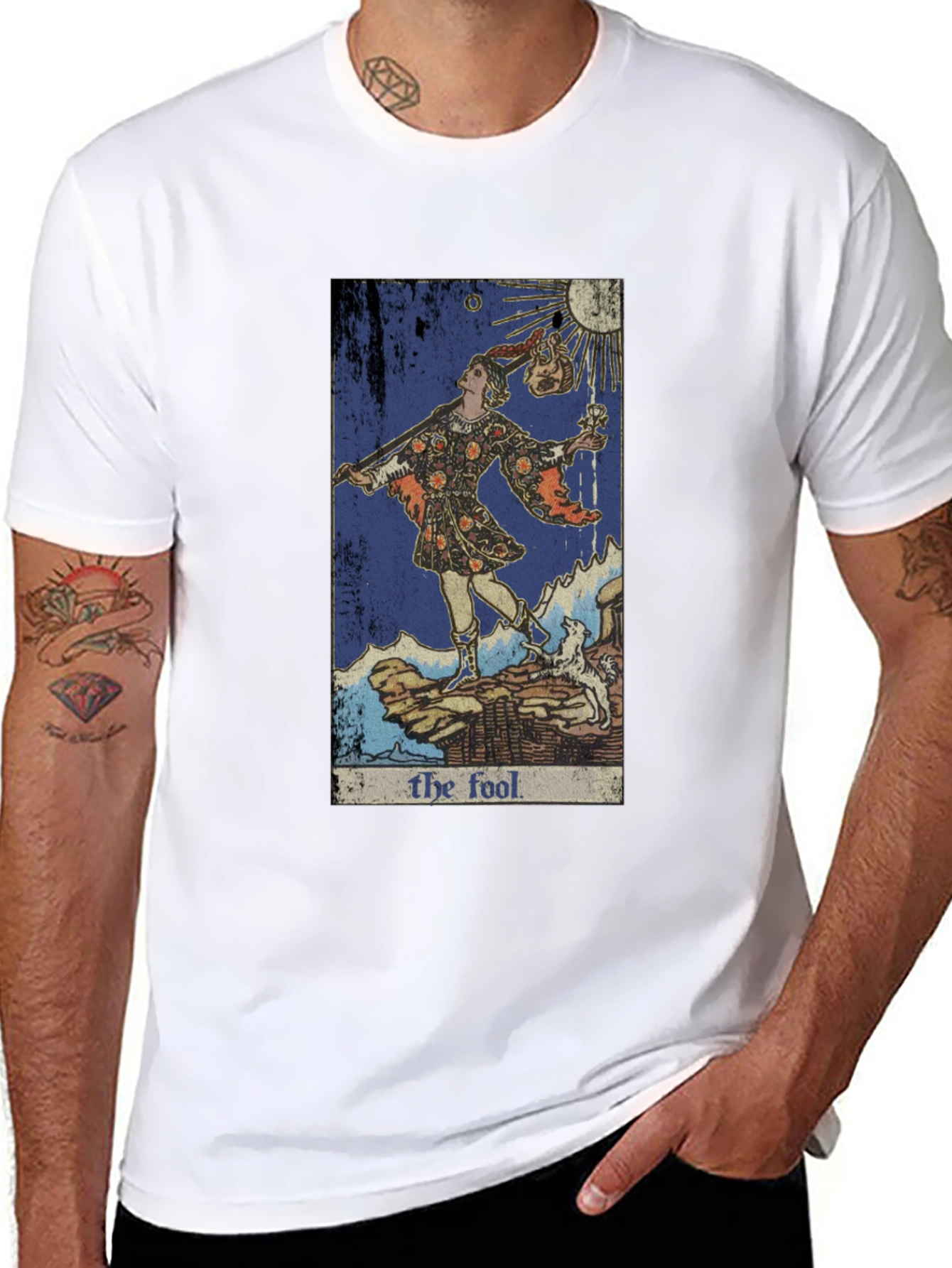 Black The Fool Tarot Card Graphic Tee - Unique Design view 8