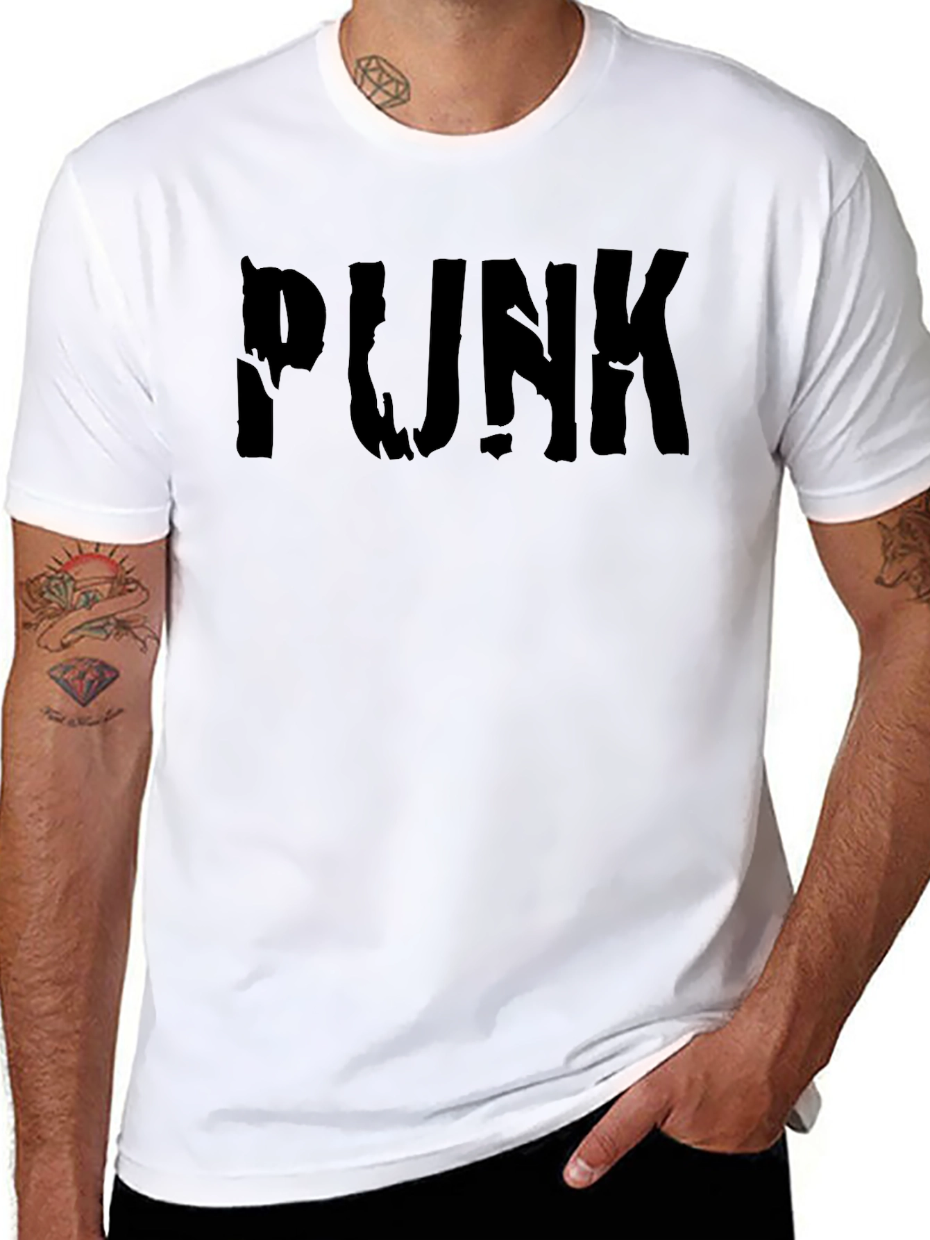 Black Edgy Black Punk Graphic Tee - Bold Statement Style view 8