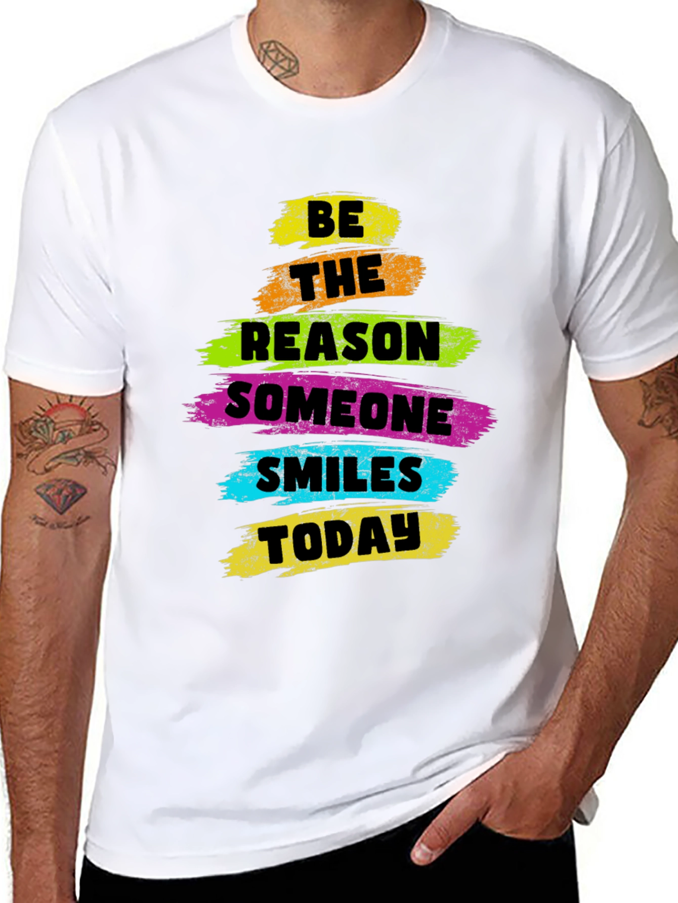 Black Inspirational Graphic Tee - Be The Reason Someone Smiles view 8