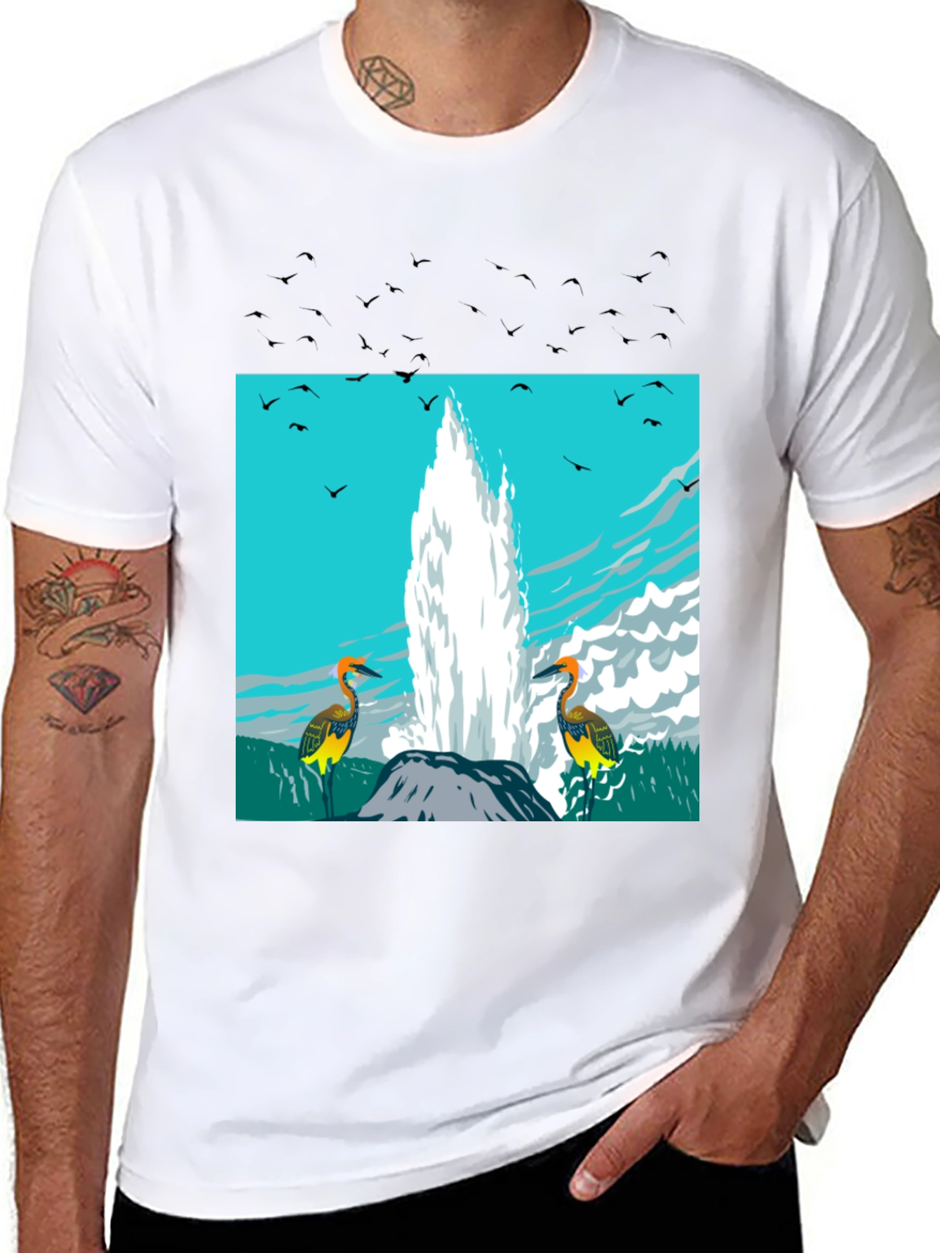 Black Geyser Bird Graphic Tee - Black view 8