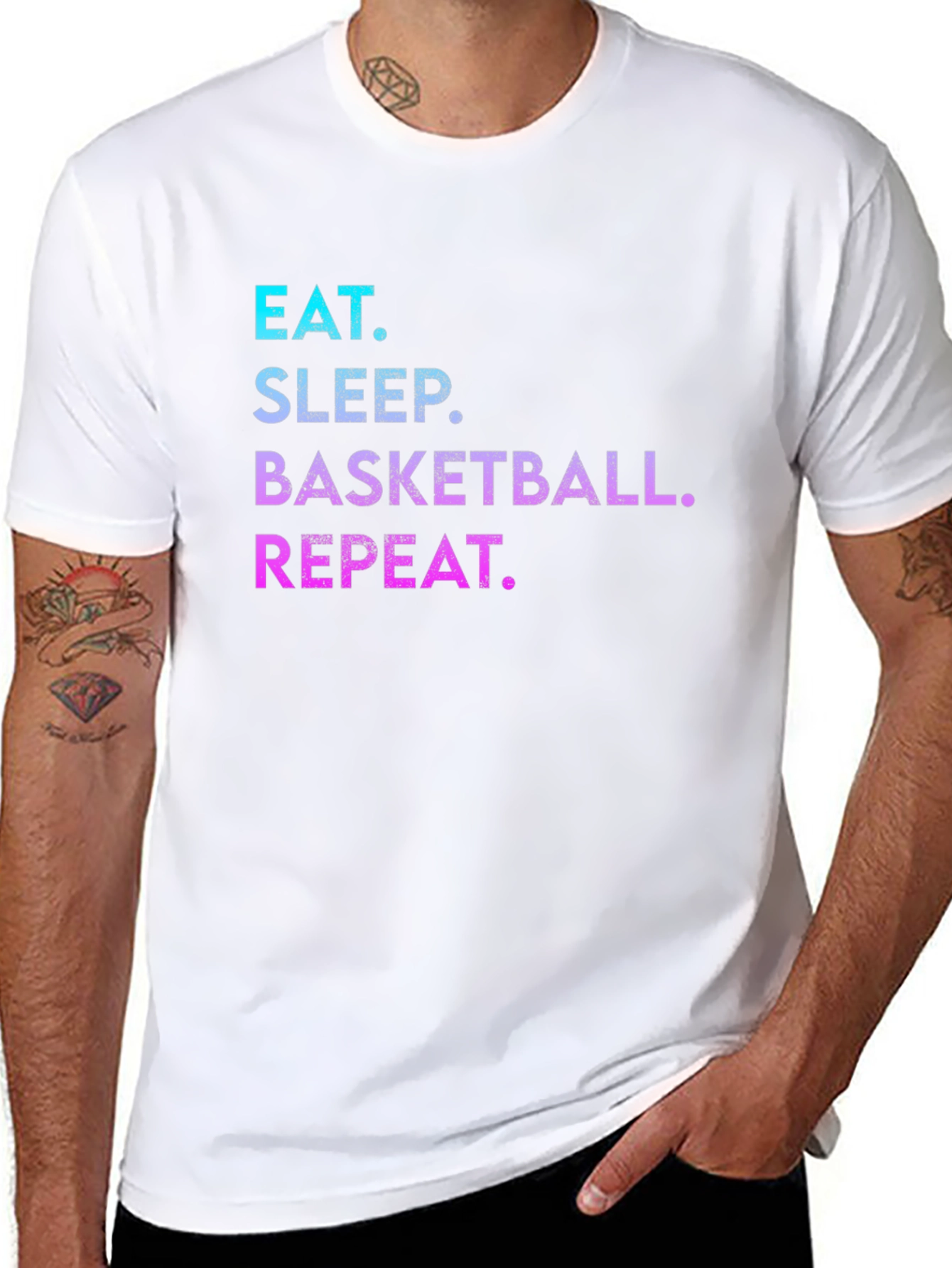 Black Eat Sleep Basketball Repeat Graphic Tee view 8
