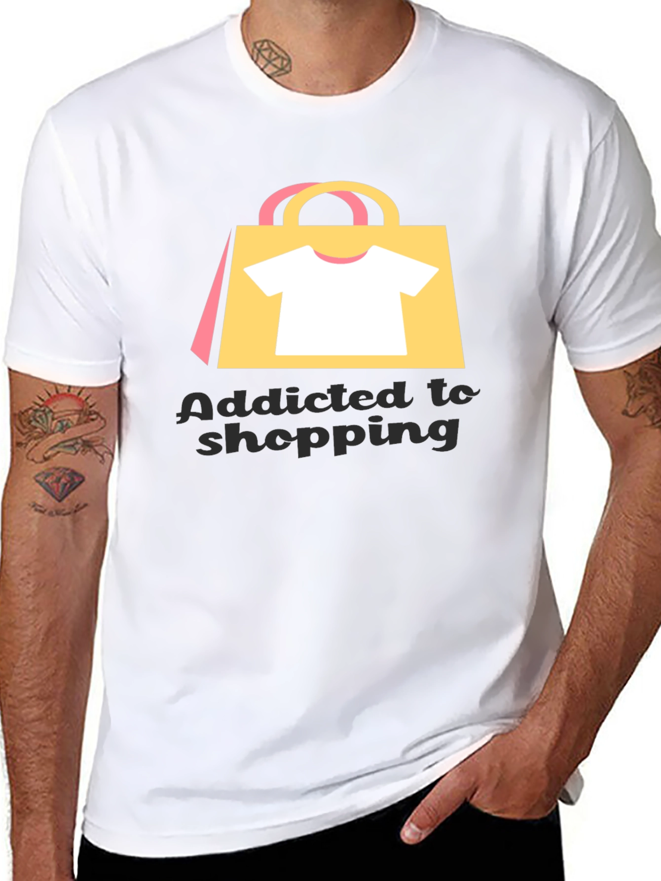 Black Addicted to Shopping Graphic Tee view 8