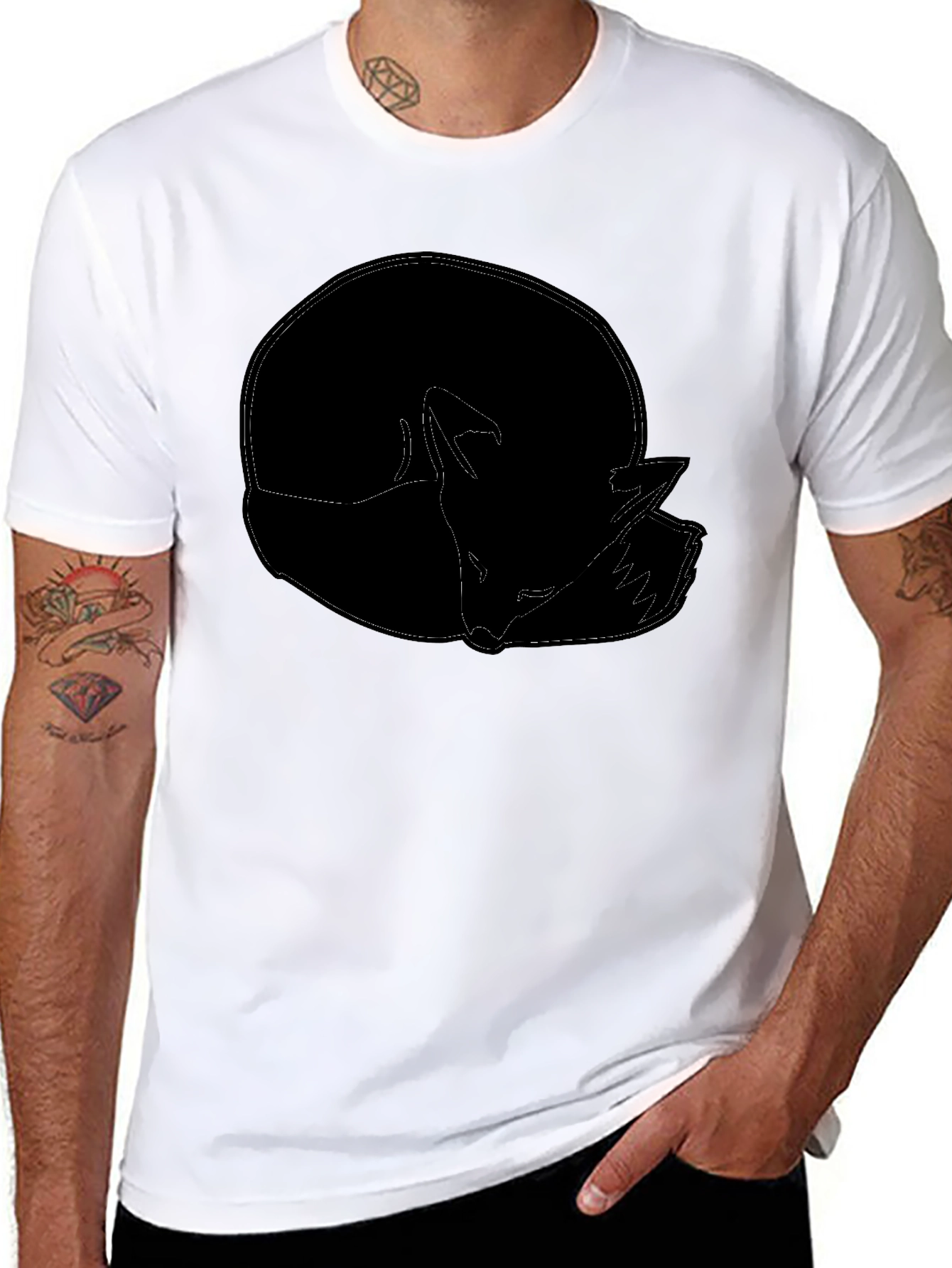 Black Fox Outline Graphic Tee - Minimalist Style view 8