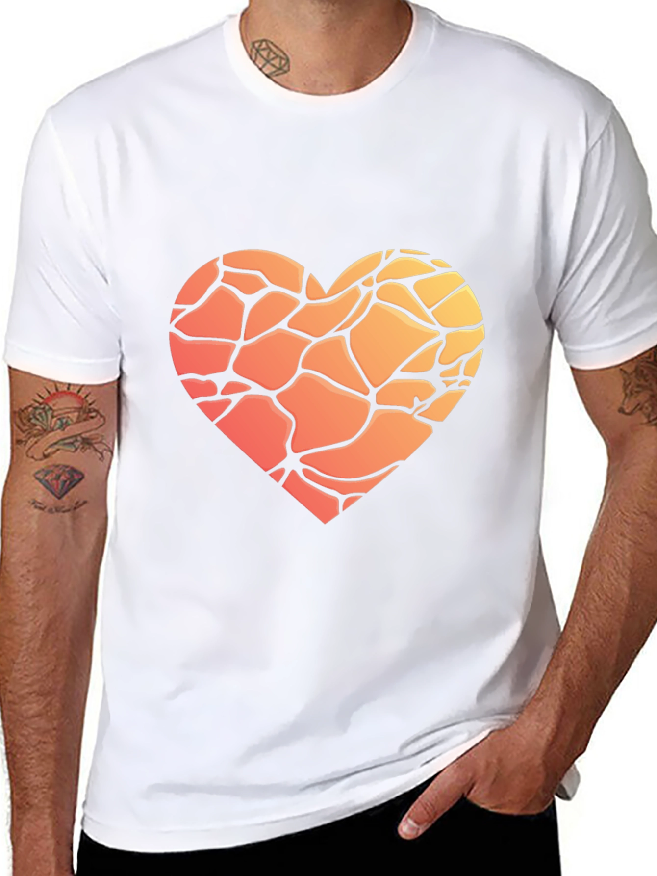 Black Heart Mosaic Graphic T-Shirt - Soft Cotton Blend view 8