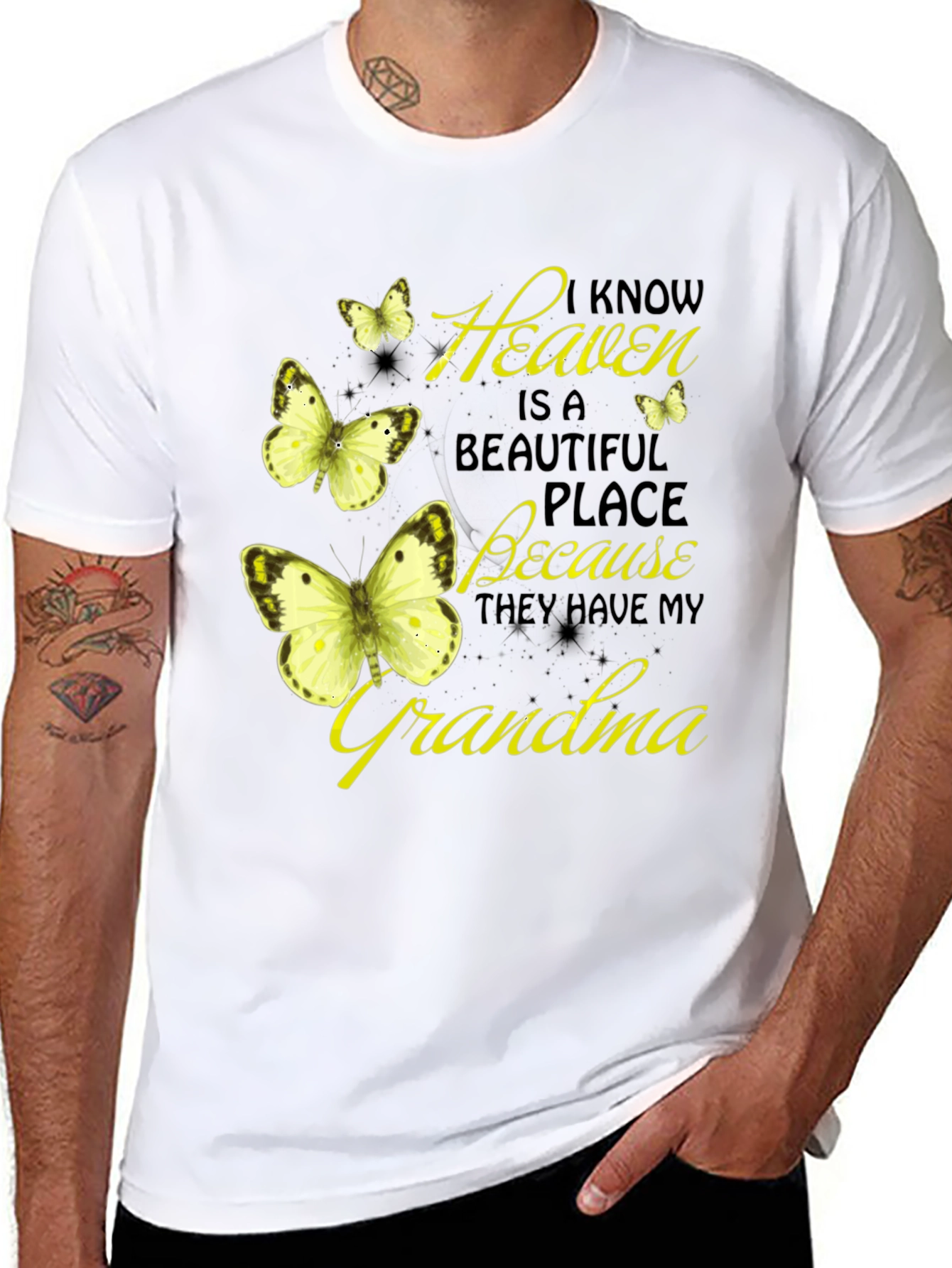 Black Heavenly Grandma Butterfly T-Shirt - Black view 8