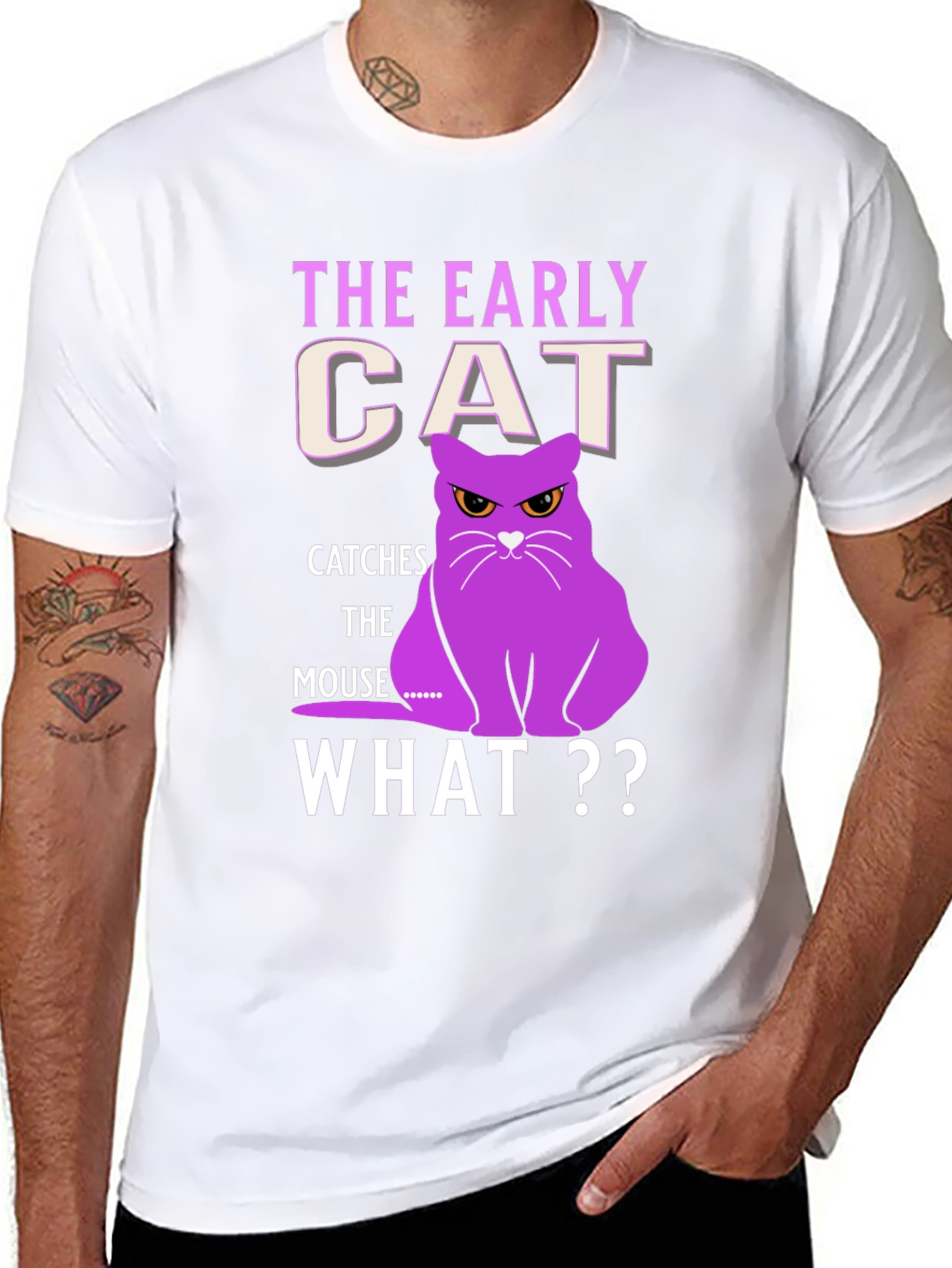 Black Early Cat T-Shirt - Funny Cat Lover Tee view 8