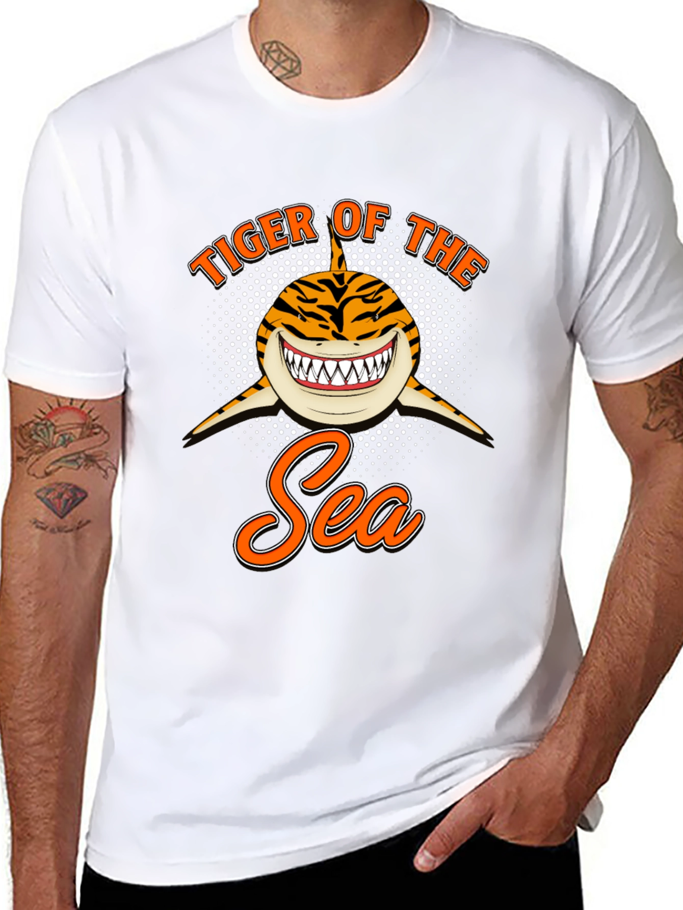 Black Tiger Shark T-Shirt - Tiger of the Sea Graphic Tee view 8