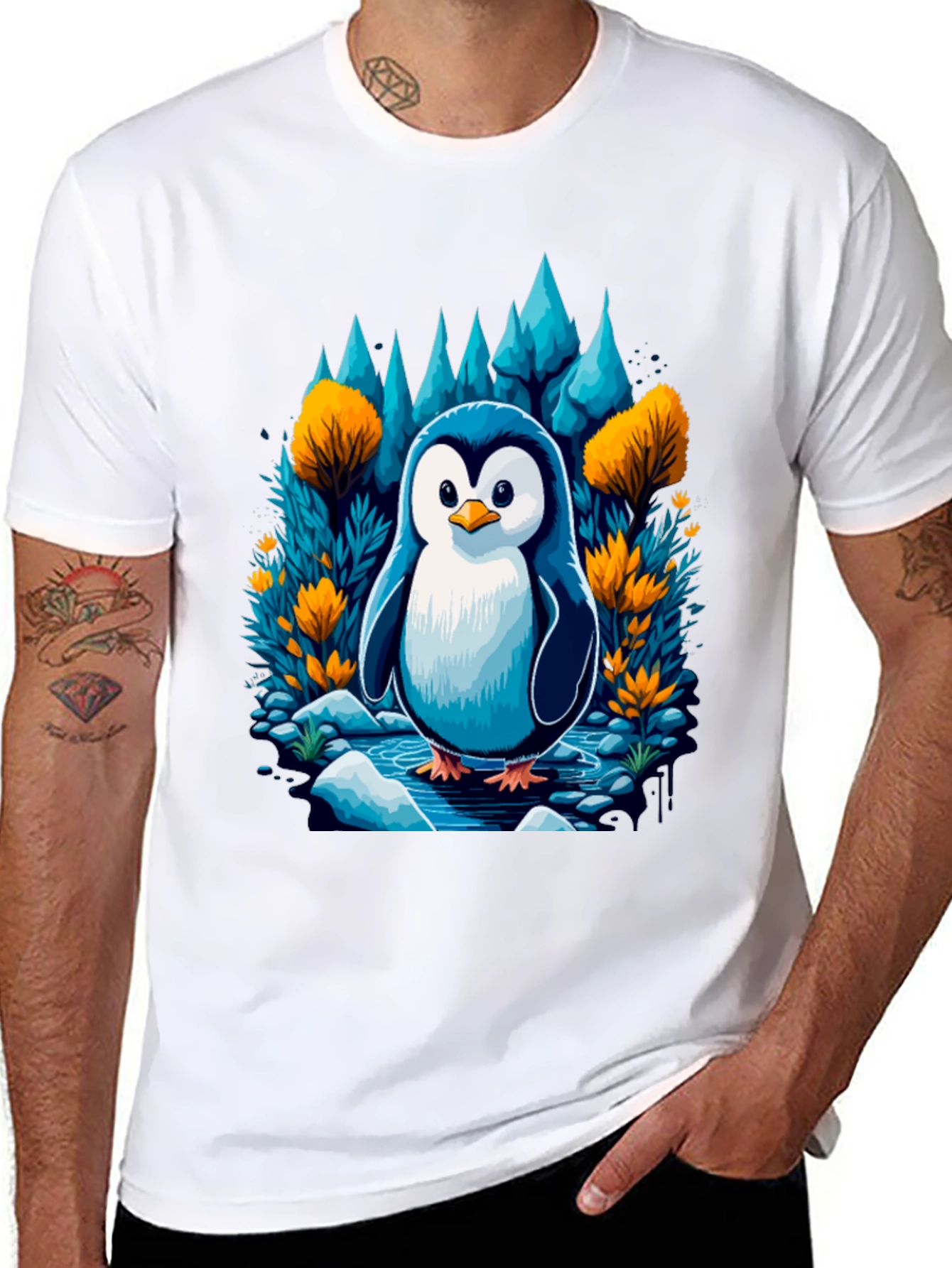 Black Penguin in Forest T-Shirt view 8