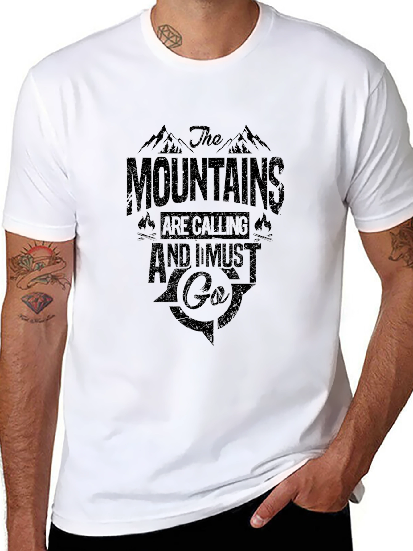 Black Mountains Calling Graphic Tee - Black Cotton T-Shirt view 8