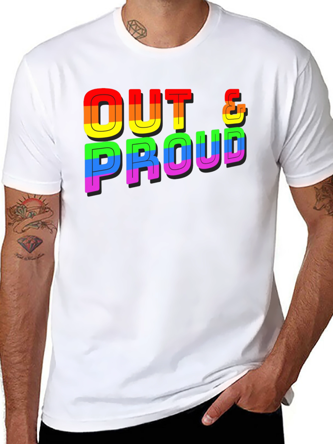 Black Out & Proud Rainbow Graphic Tee view 8