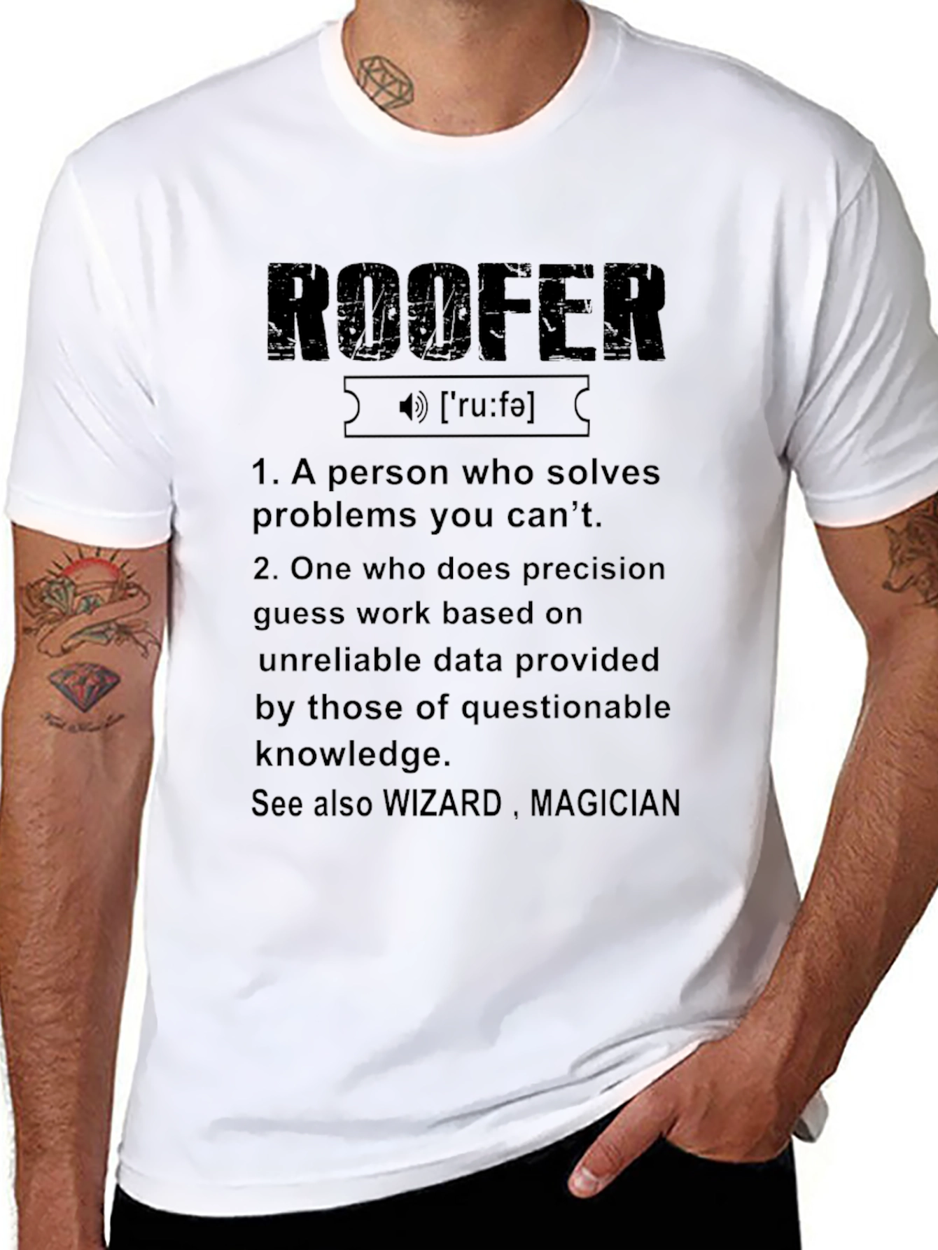 Black Roofer Definition Graphic Tee - Funny Job T-Shirt view 8