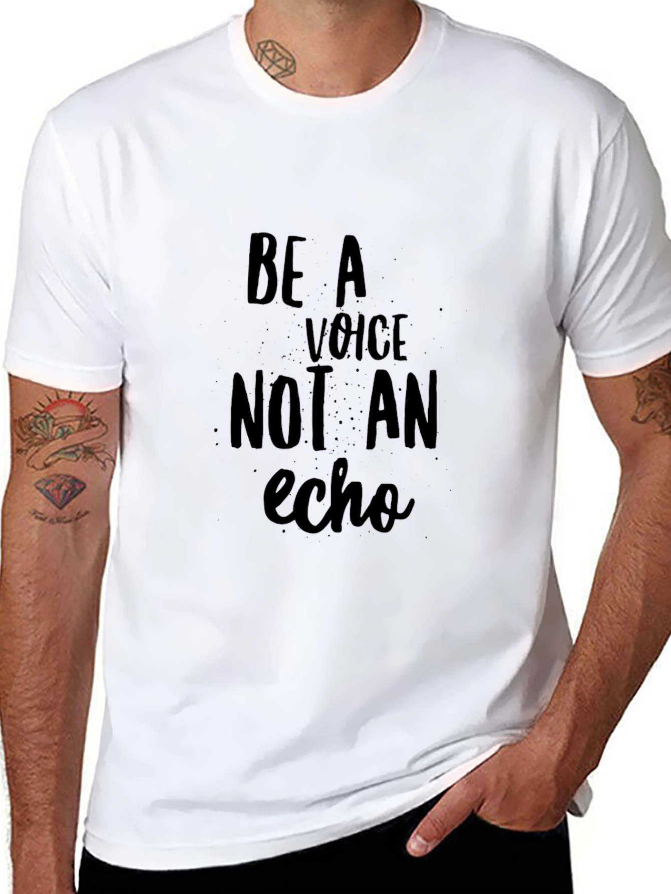 Black Be a Voice Not an Echo Black T-Shirt view 8