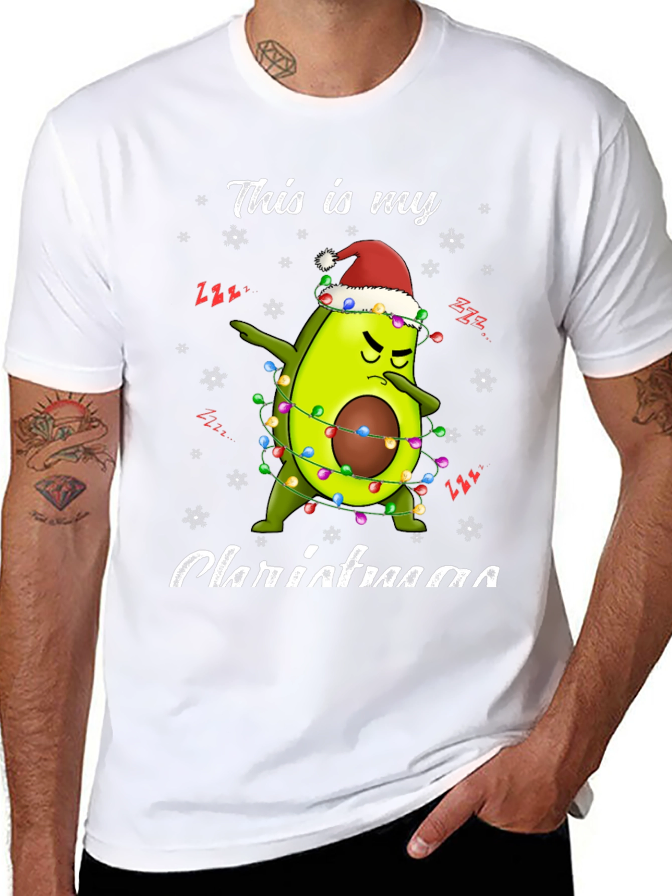 Black Funny Avocado Christmas T-Shirt  view 8