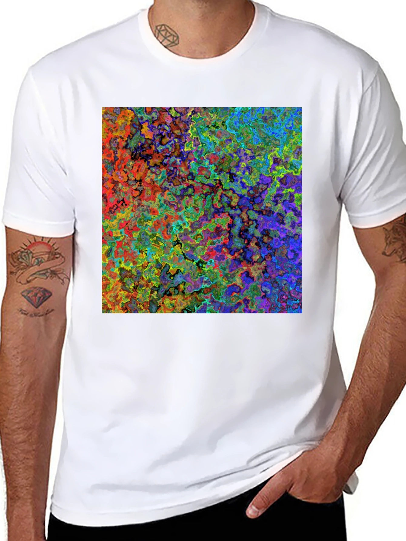 Black Abstract Art Print Black T-Shirt view 8