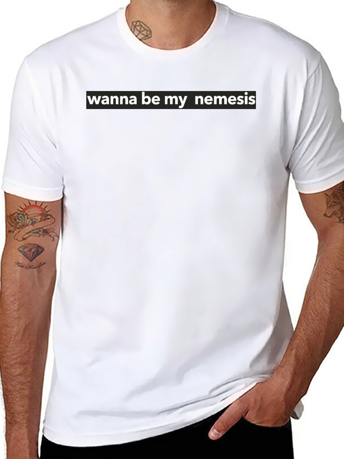 Black Wanna Be My Nemesis Graphic Tee - Bold Statement T-Shirt view 8