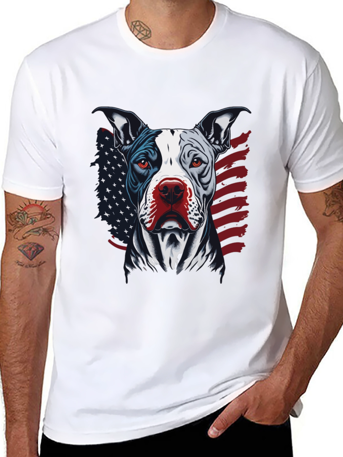 Black Patriotic Pitbull Graphic Tee - American Pride! view 8