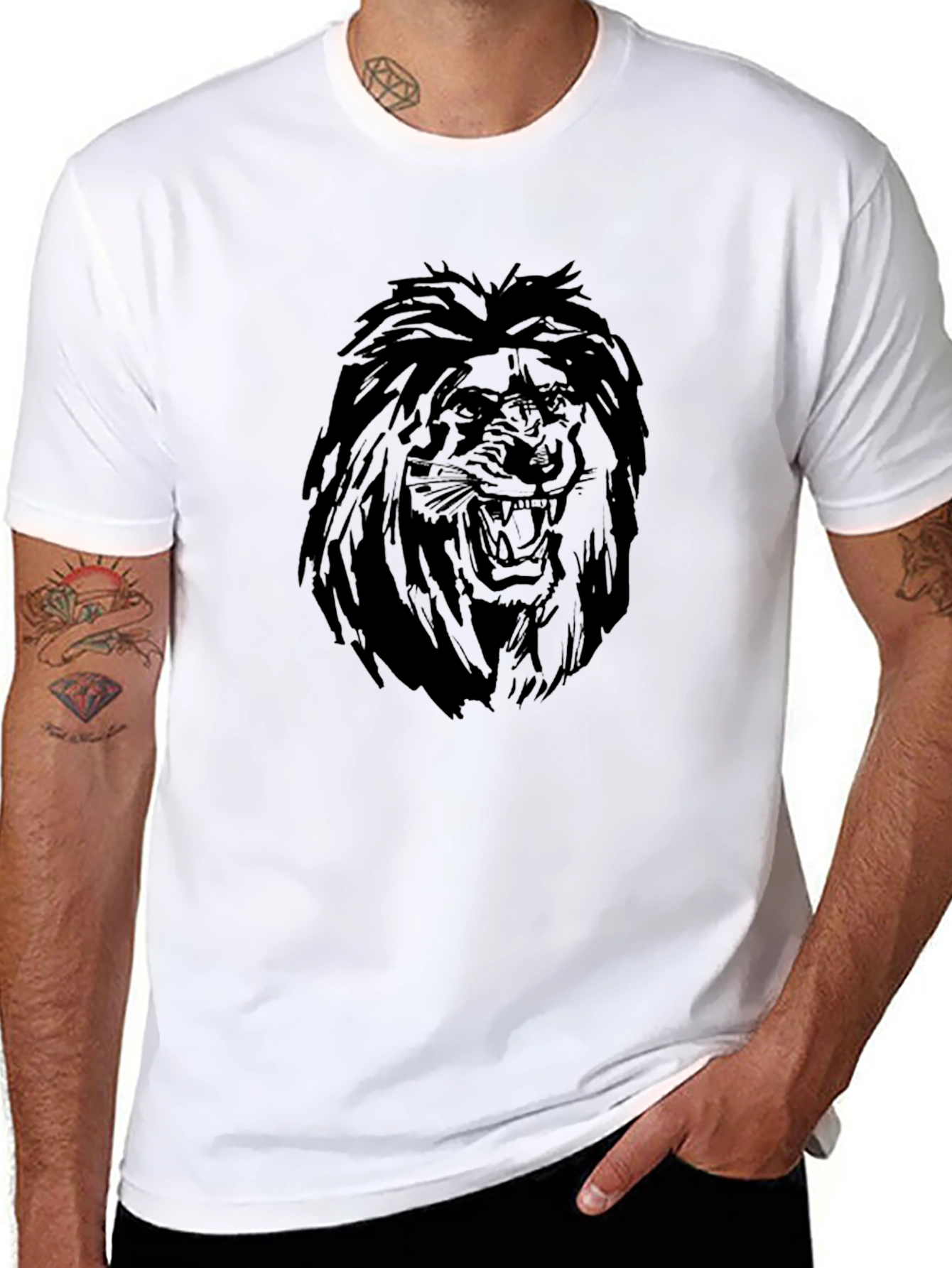 Black Lion Graphic Black T-Shirt view 8