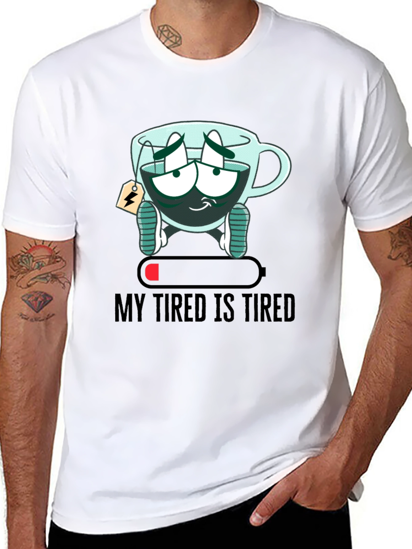 Black My Tired Is Tired Funny Graphic T-Shirt view 8