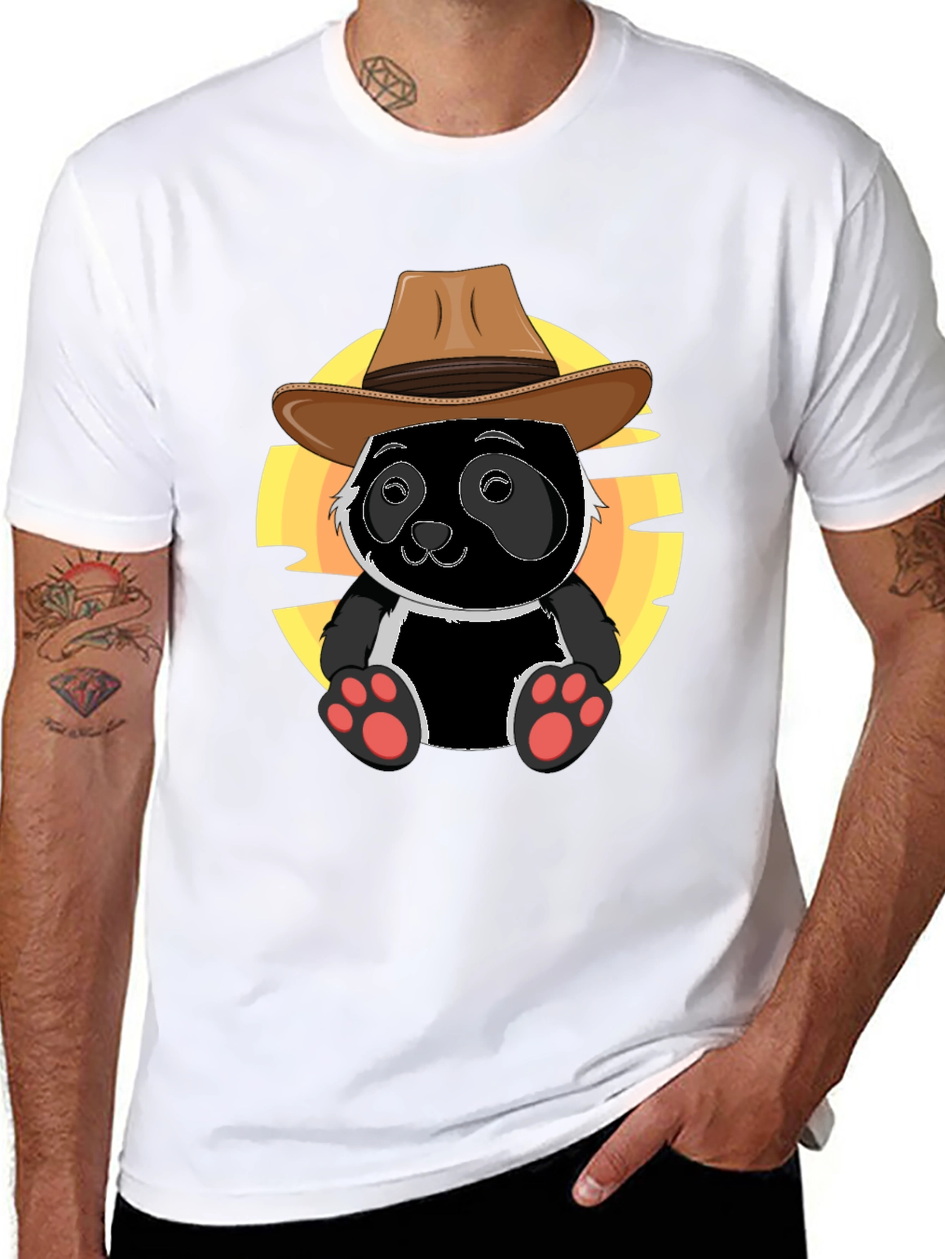Black Panda Cowboy T-Shirt - Cute Graphic Tee view 8