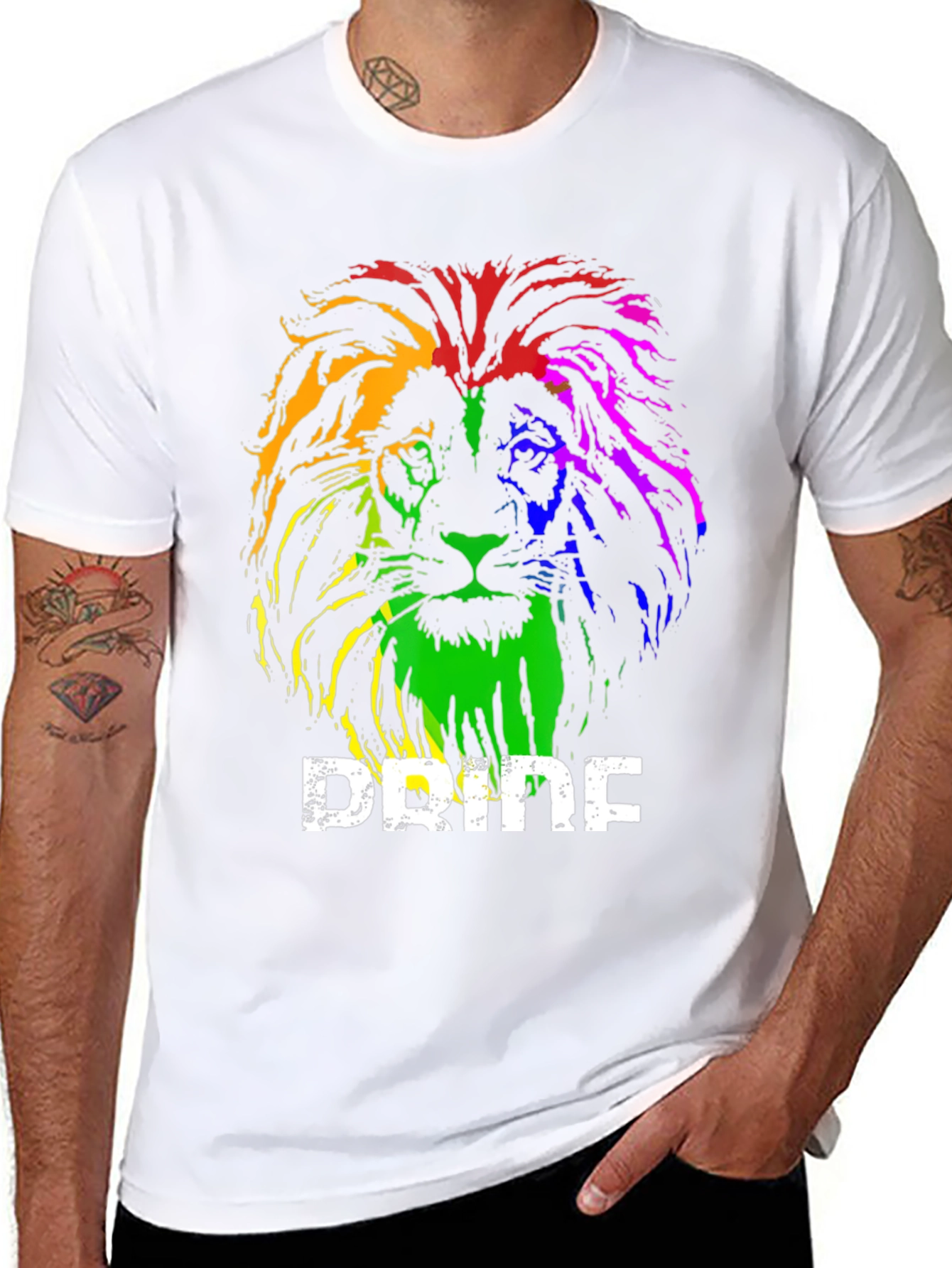 Black Rainbow Pride Lion Graphic T-Shirt view 8