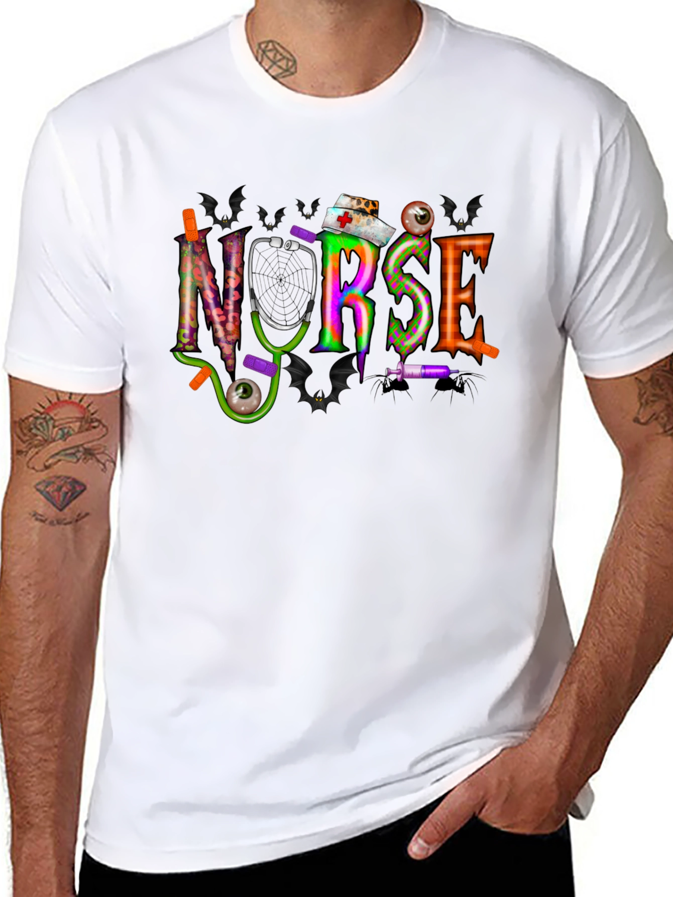 Black Halloween Nurse T-Shirt - Spooky Season Apparel view 8