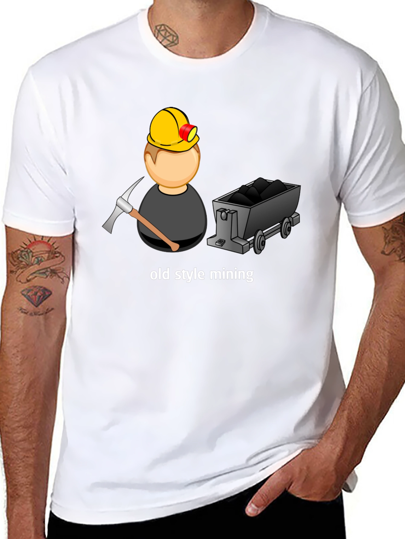 Black Mining T-Shirt: Old Style Mining Cartoon Design view 8